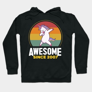 Unicorn Cute, Awesome Since 2007, Born In 2007 Birthday Hoodie